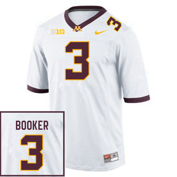 Men #3 Austin Booker Minnesota Golden Gophers College Football Jerseys Sale-White